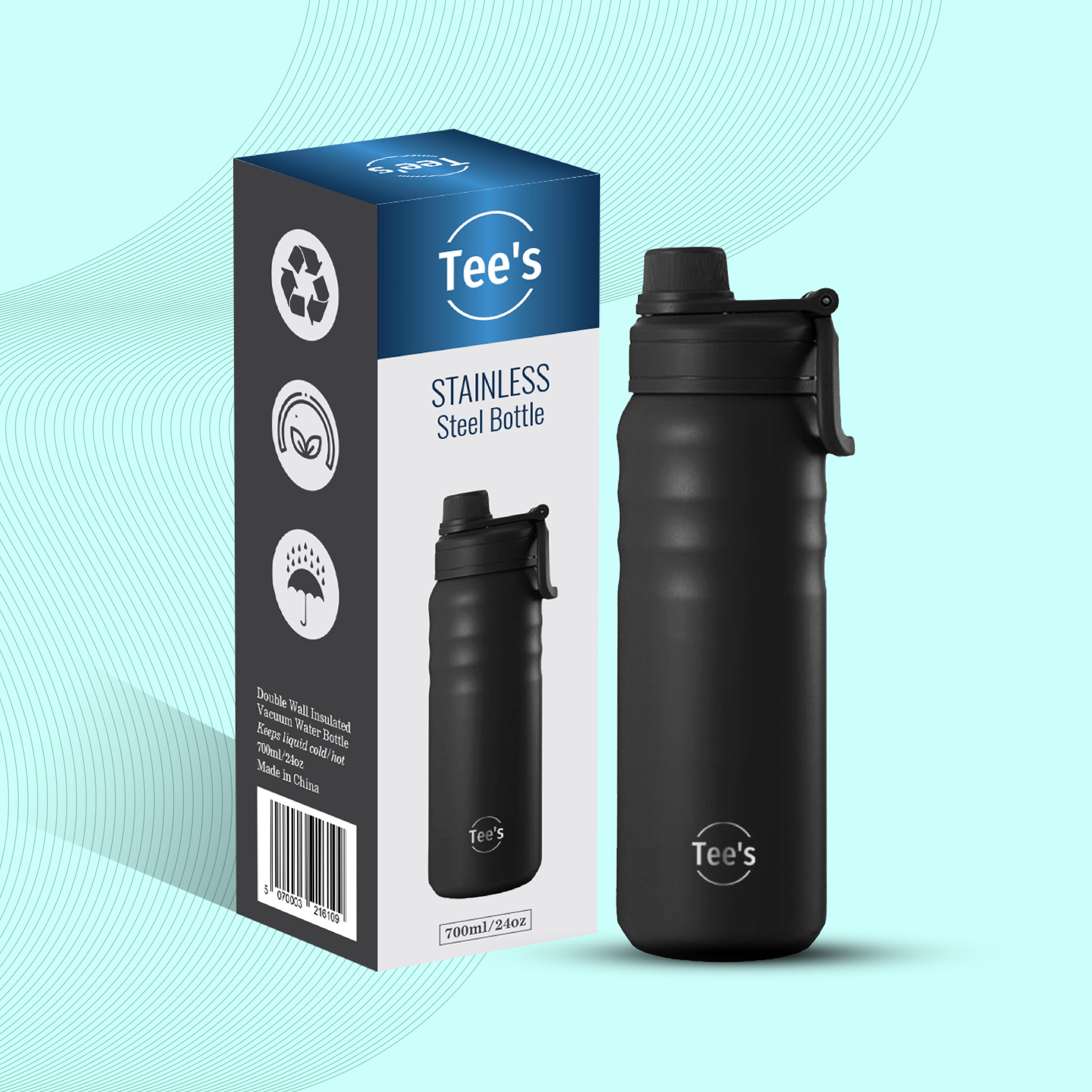 Tee's Double Wall Insulated Vacuum Water Bottle