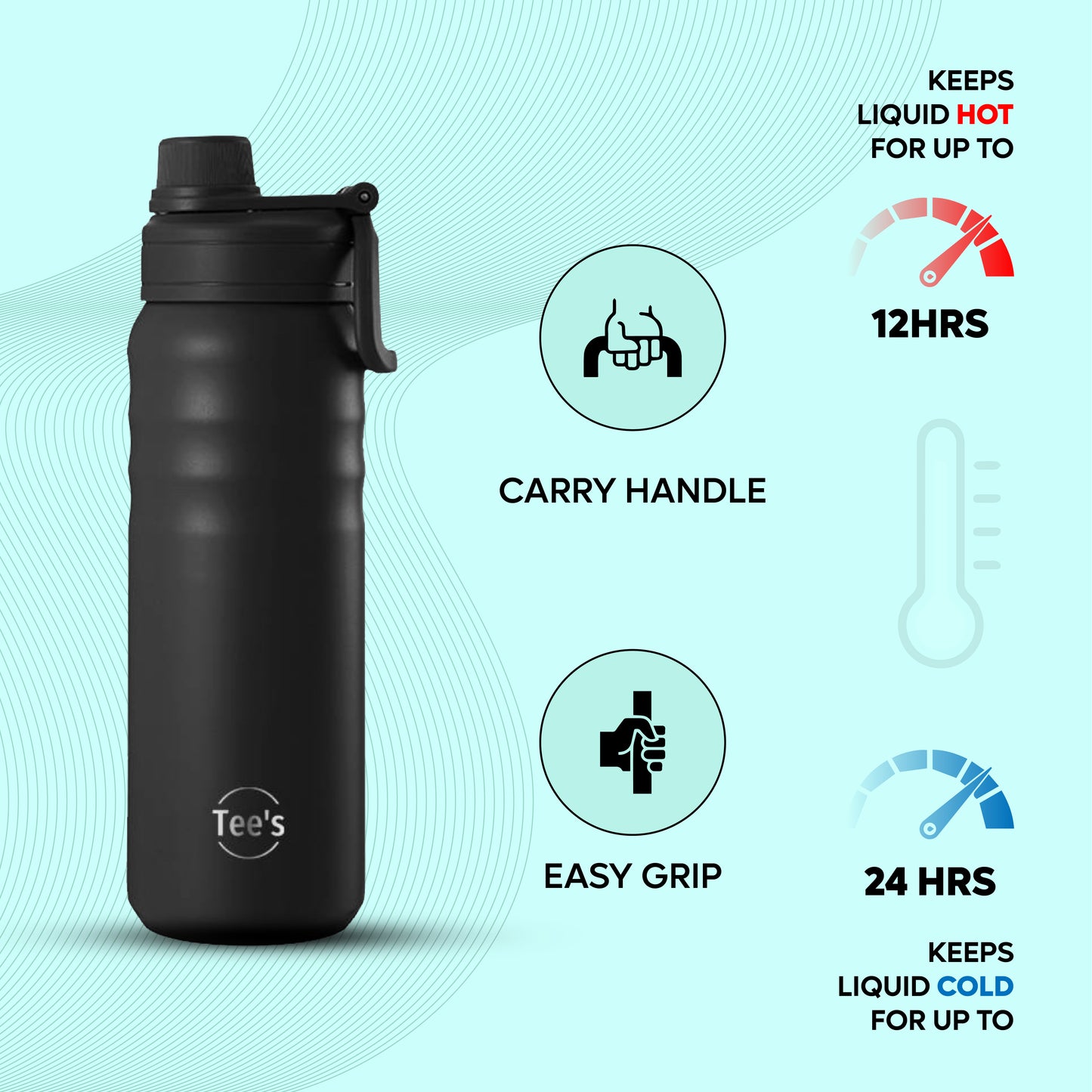 Tee's Double Wall Insulated Vacuum Water Bottle